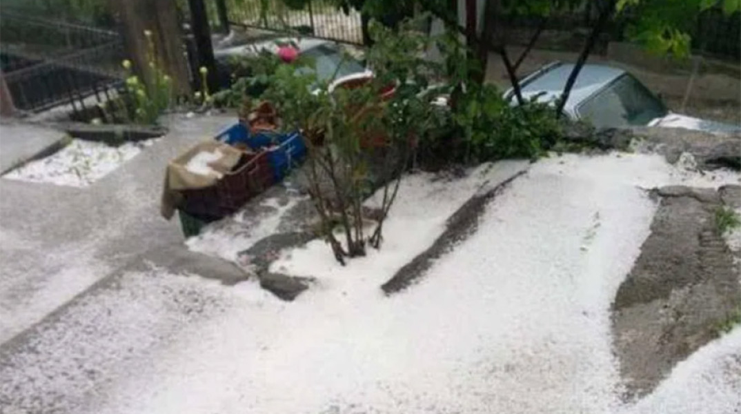 Ισχυρή χαλαζόπτωση στη Ζαγορά 