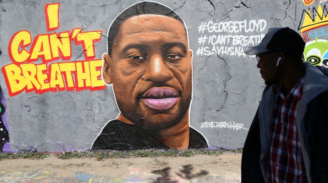 Τοιχογραφία για τον δολοφονημένο αφροαμερικανό Τζορτζ Φλόιντ