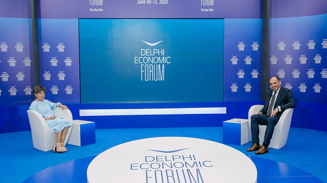 O υπουργός Επικρατείας Γιώργος Γεραπετρίτης στο 5ο Οικονομικό Φόρουμ των Δελφών