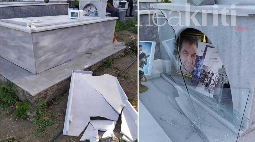 Φονικό στα Ανώγεια: Καταστροφές στον τάφο του Λευτέρη Καλομοίρη προκάλεσαν άγνωστοι