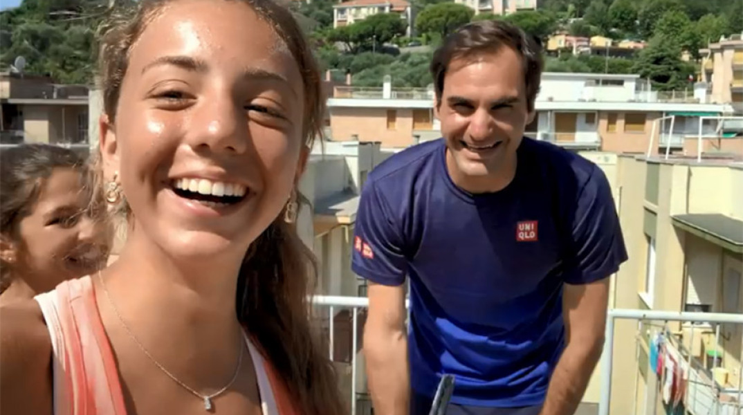 Η Κάρολα και η Βιτόρια έπαιξαν τένις με τον Ρότζερ Φέντερερ