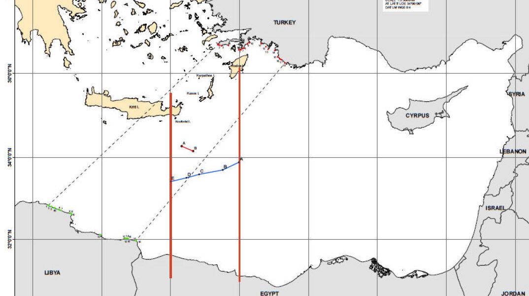 Ο χάρτης της ελληνικής ΑΟΖ, όπως διαμορφώνεται μετά τη συμφωνία που υπεγράφη με την Αίγυπτο