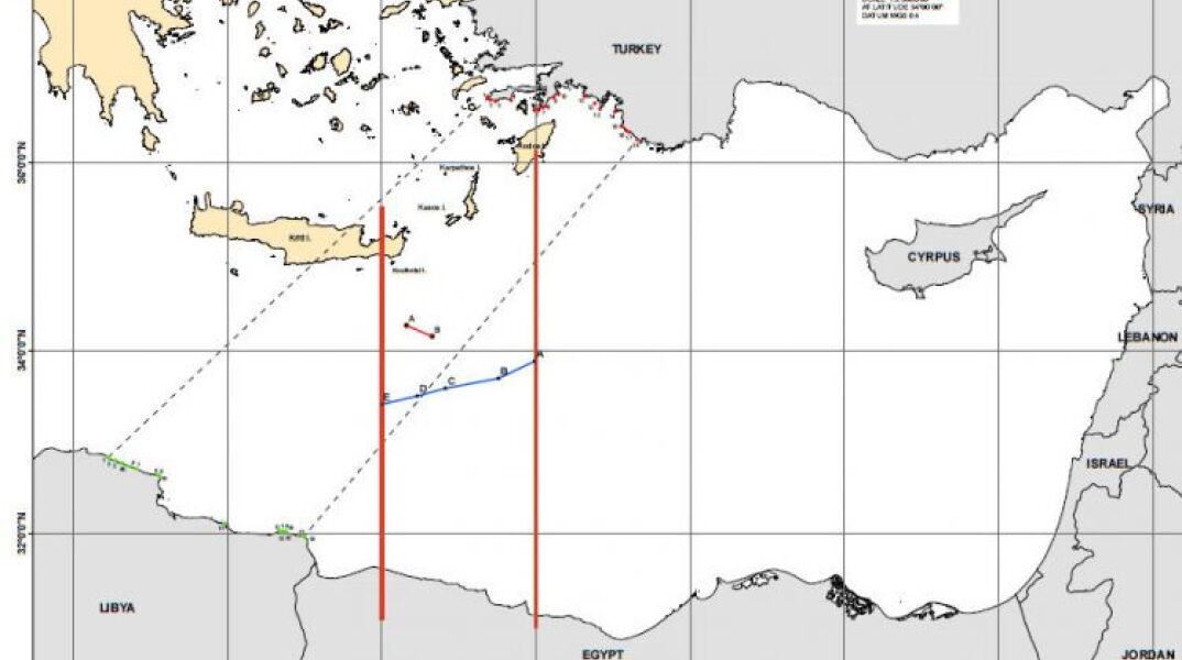 Ο χάρτης της ελληνικής ΑΟΖ, όπως διαμορφώνεται μετά τη συμφωνία που υπεγράφη με την Αίγυπτο