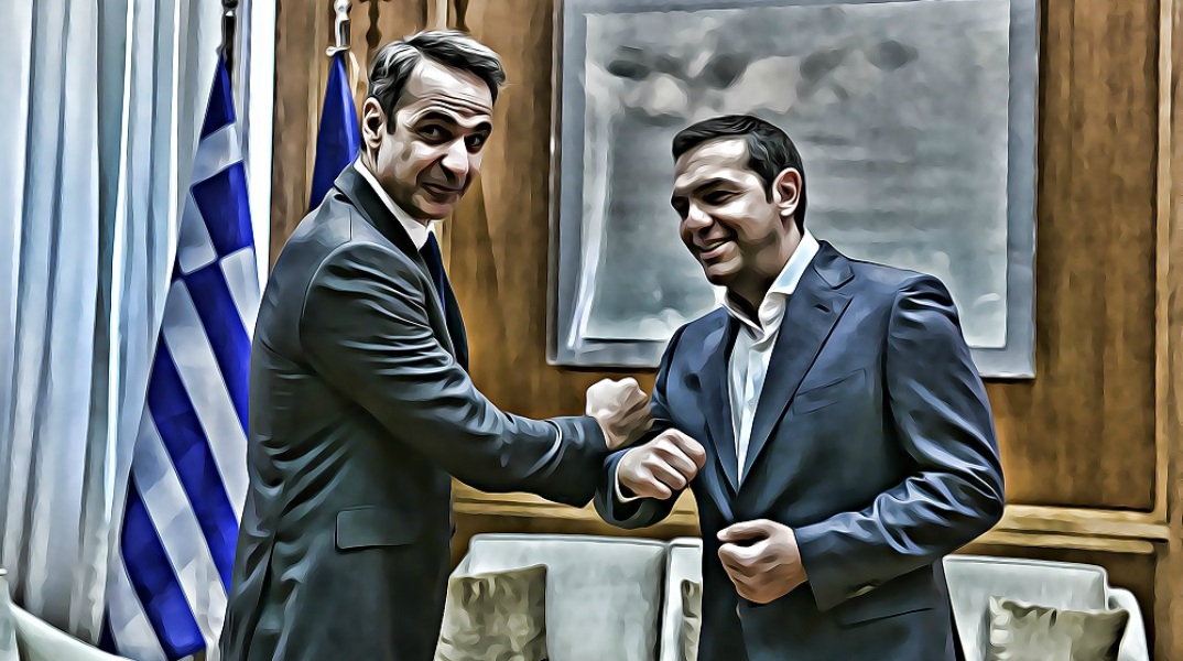 Εικονογράφηση για τη συνάντηση Μητσοτάκη-Τσίπρα στο Μέγαρο Μαξίμου