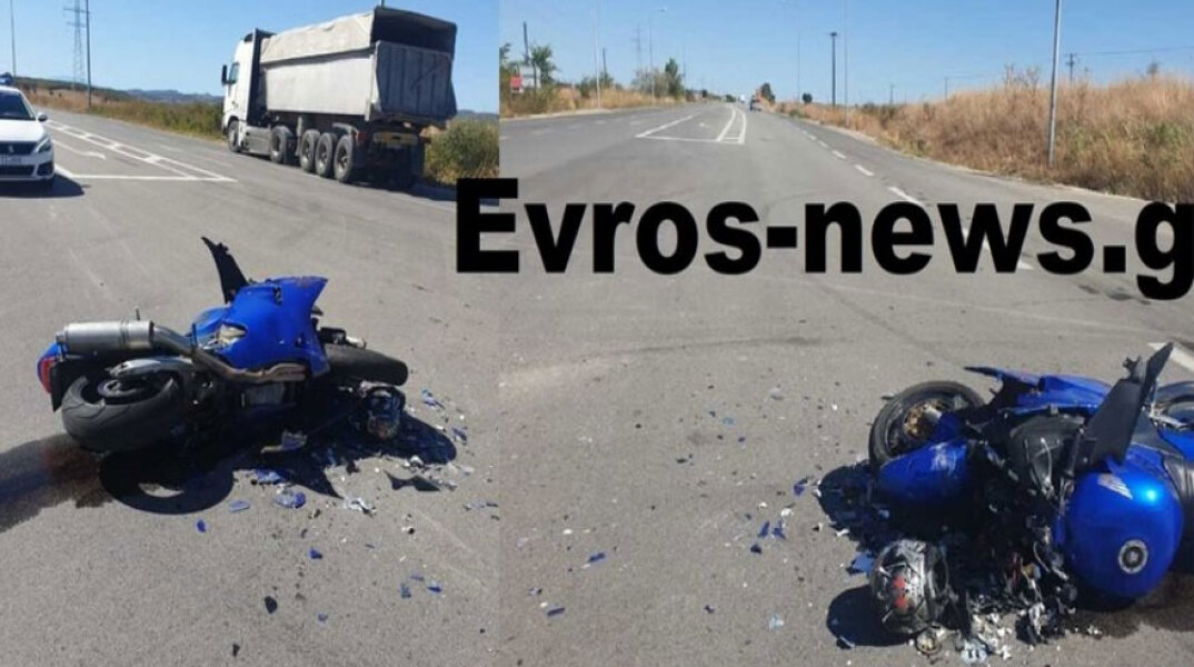 Δύο νεκροί σε τροχαίο με μοτοσικλέτα που συγκρούστηκε με φορτηγό στον Έβρο