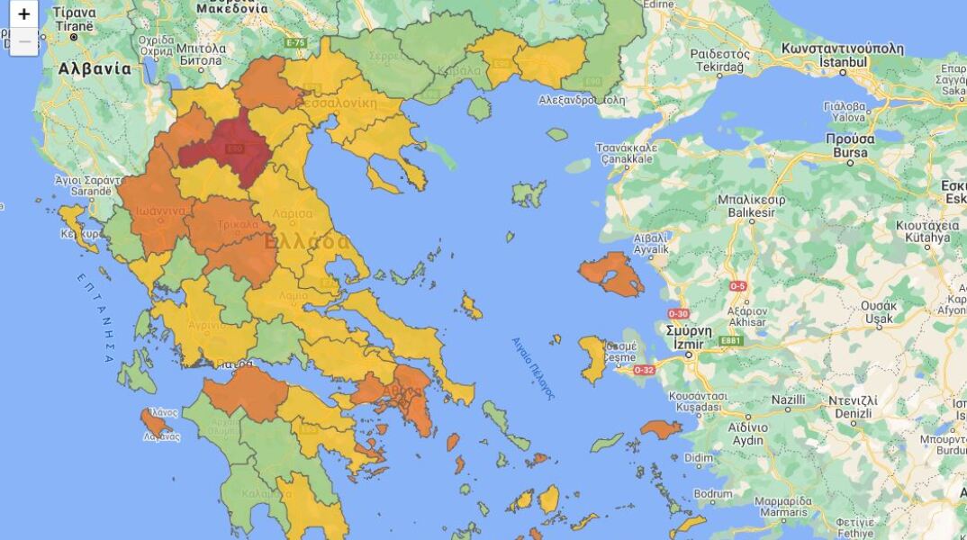 Υγειονομικός χάρτης για τον κορωνοϊό