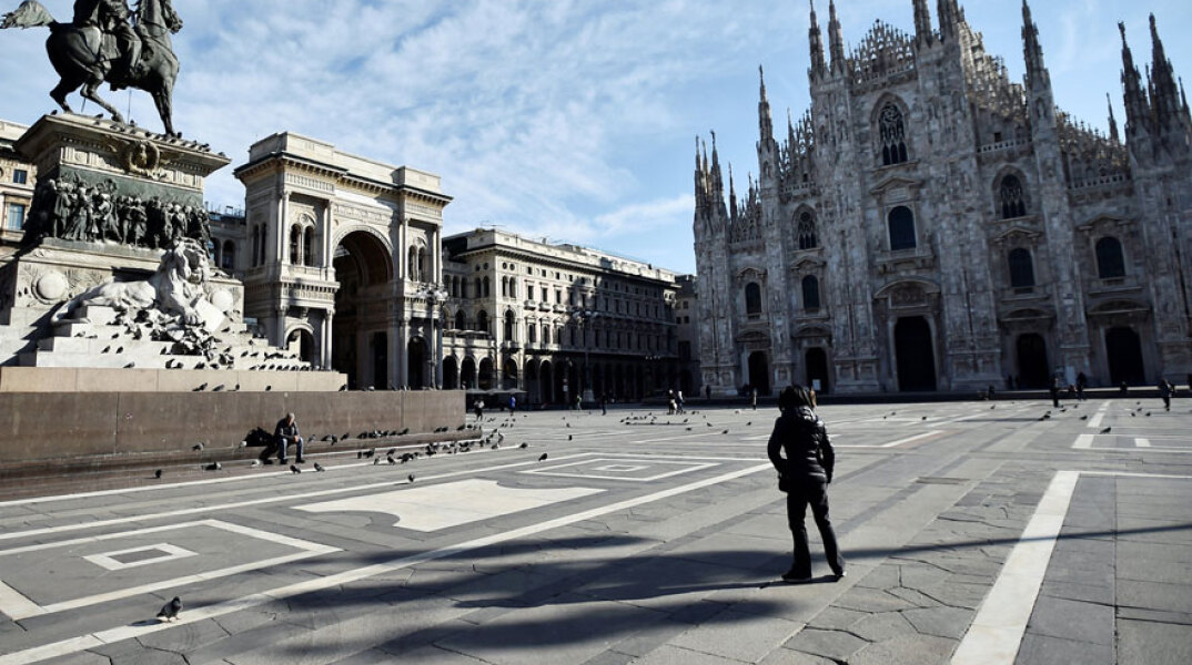 Εικόνα από το πρώτο lockdown που είχε επιβληθεί για τον κορωνοϊό στο Μιλάνο
