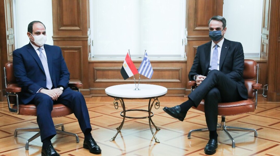 Ο Κυριάκος Μητσοτάκης με τον Πρόεδρο της Αιγύπτου, Αμπντέλ Φατάχ αλ Σίσι