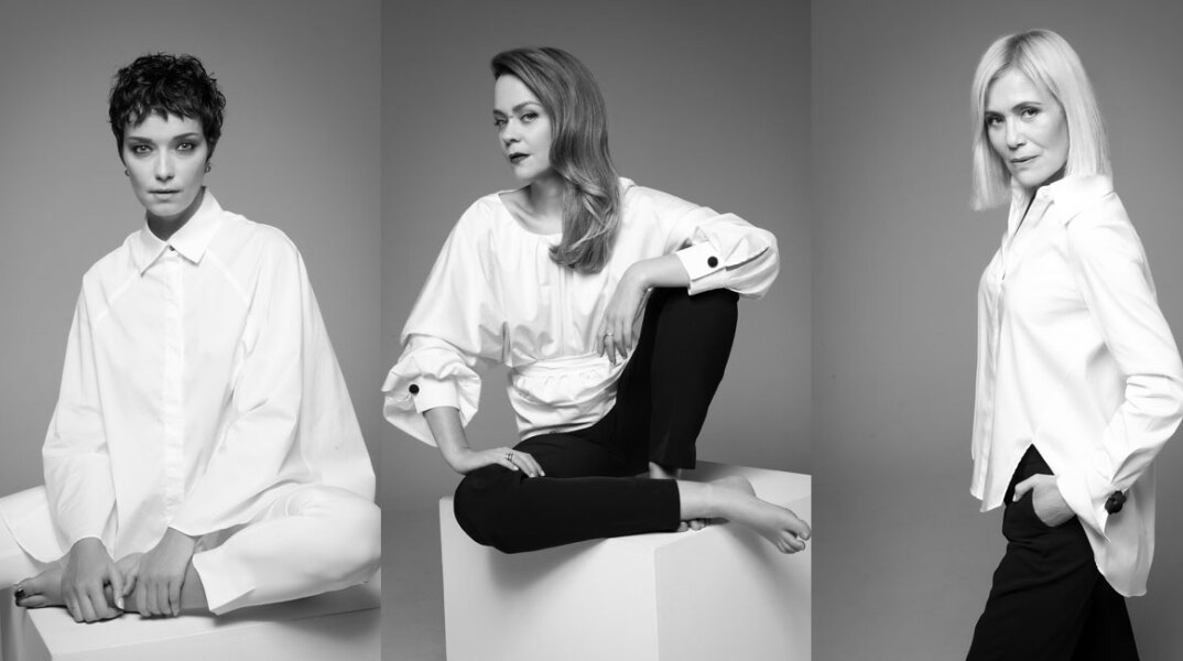 Κατερίνα Μισιχρόνη, Λένα Παπαλιγούρα, Κωνσταντίνα Μιχαήλ σε ασπρόμαυρες φωτογραφίες