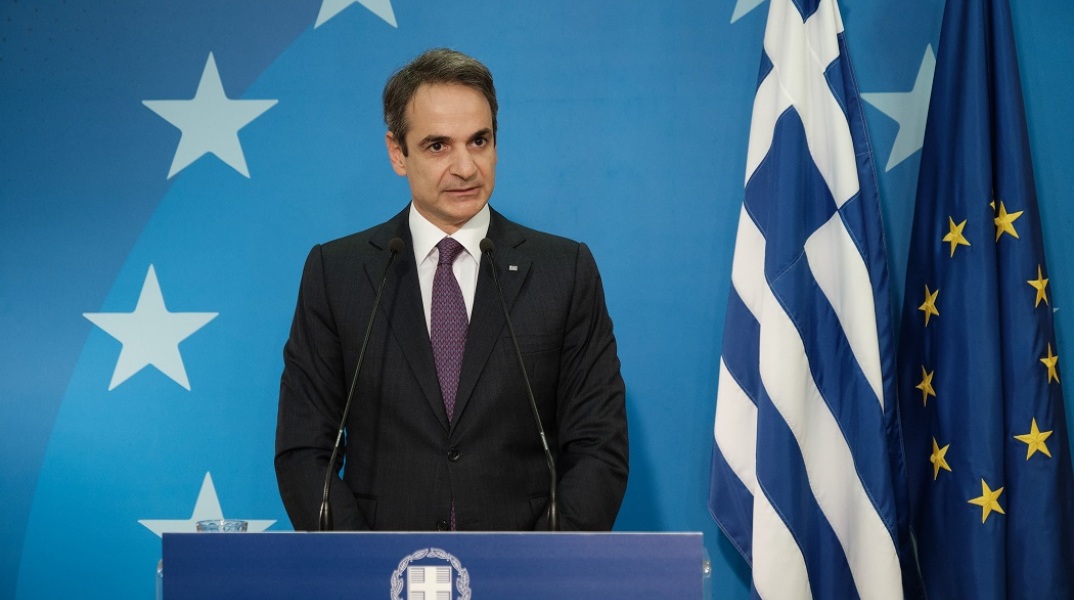 Ο πρωθυπουργός Κυριάκος Μητσοτάκης κατά τη διάρκεια συνέντευξης Τύπου 