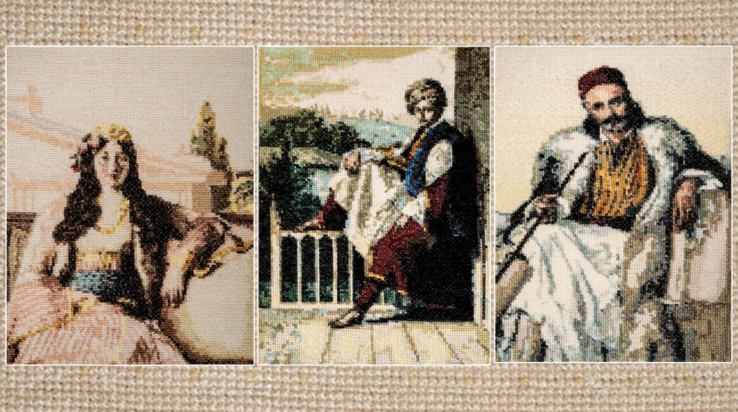 Έργα του Λουί Ντυπρέ με θέμα την Επανάσταση του 1821, κεντήματα του Σταμάτη Ζάννου