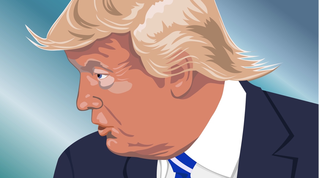 Εικονογράφηση που απεικονίζει τον Ντόναλντ Τραμπ