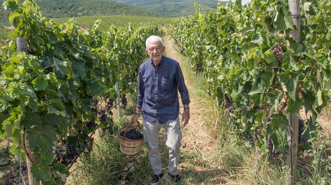 Ο Γιάννης Μπουτάρης στα αμπελοτόπια της Κυρ-Γιάννη