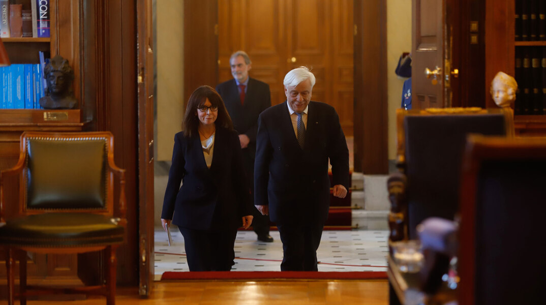 Κατερίνα Σακελλαροπούλου και Προκόπης Παυλόπουλος στο Προεδρικό Μέγαρο