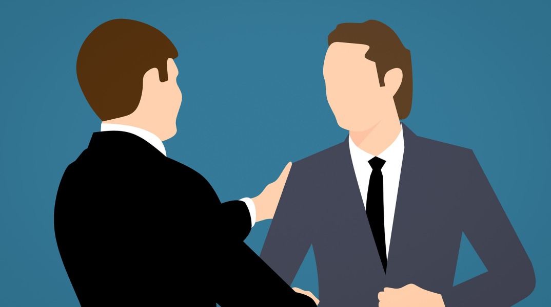 Εικονογράφηση δύο ανδρών με κοστούμια