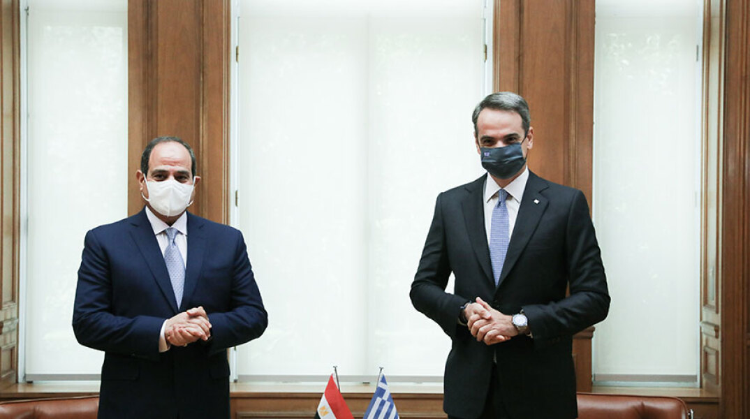 Ο πρωθυπουργός Κυριάκος Μητσοτάκης και ο πρόεδρος της Αιγύπτου αλ Σίσι