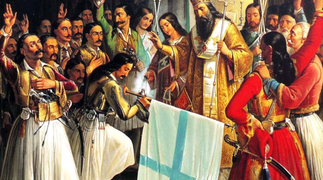 ΠΙΝΑΚΑΣ ΖΩΓΡΑΦΙΚΗΣ ΤΟΥ ΘΕΟΔΩΡΟΥ ΒΡΥΖΑΚΗ ΜΕ ΘΕΜΑ ΤΗΝ ΕΝΑΡΞΗ ΤΗΣ ΕΠΑΝΑΣΤΑΣΗΣ ΤΟΥ 1821