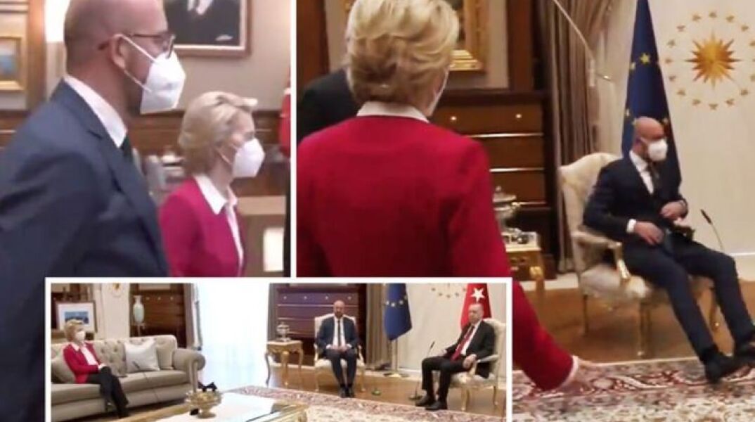 Το βίντεο προκάλεσε σχόλια τόσο για τον Τούρκο πρόεδρο όσο και για τον Σαρλ Μισέλ 