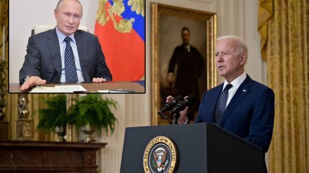 Τζο Μπάιντεν © EPA/Andrew Harrer | Βλαντίμιρ Πούτιν (ένθετη)