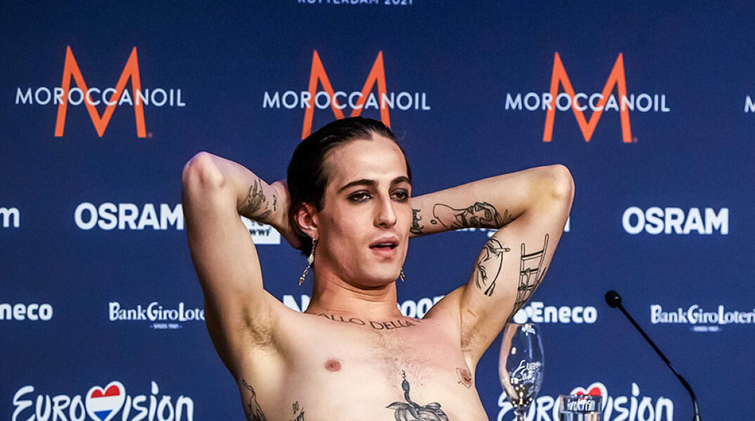 Ο Damiano David, frontman των Maneskin, μετά τον τελικό της Eurovision 2021