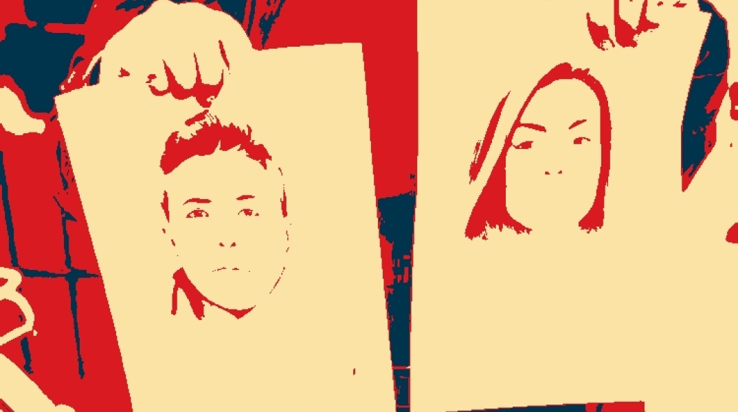 Σκίτσα με τον δημοσιογράφο Ρόμαν Προτάσεβιτς και τη σύντροφό του, Σοφία Σαπέγκα 