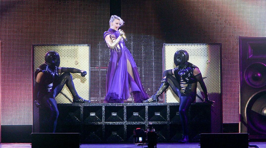 Στιγμιότυπο από τη συναυλία της Kylie Minogue στο Terra Vibe στη Μαλακάσα, τον Μάιο του 2008