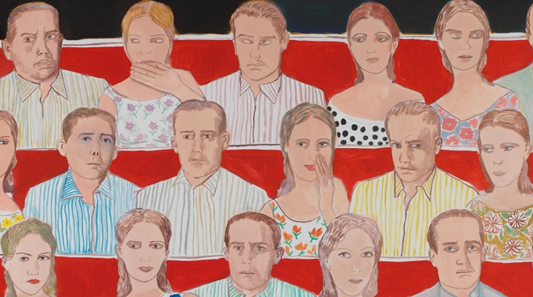 «Θεατές», Εδουάρδος Εσκαγιάν, 2008, βινυλικό και λάδι σε μουσαμά, 178 x 152 εκ.