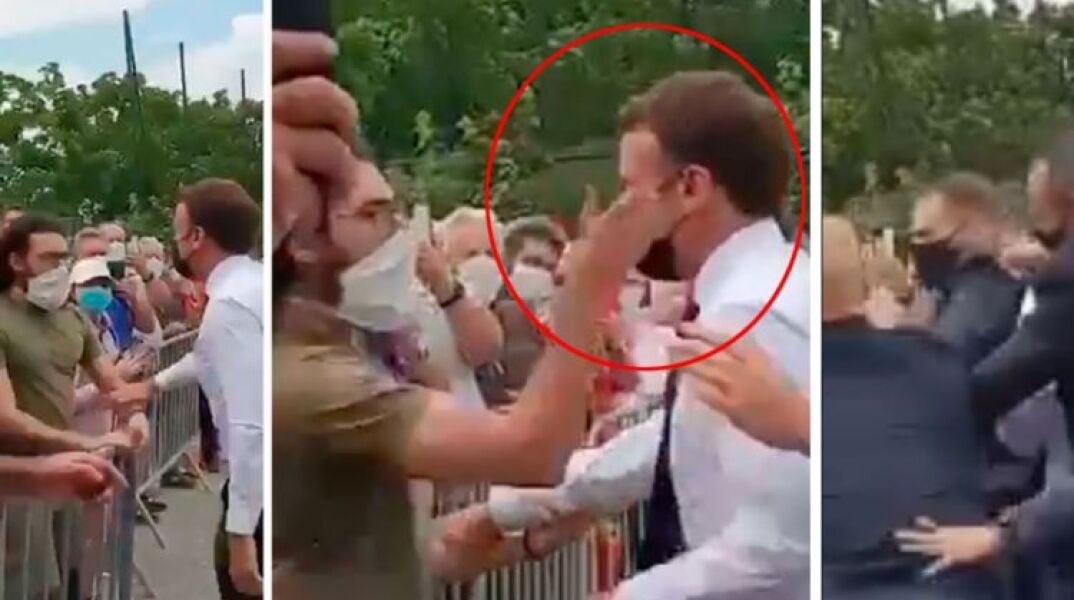 Άνδρας χαστουκίζει στο πρόσωπο τον Εμανουέλ Μακρόν @Mediavenir/Twitter
