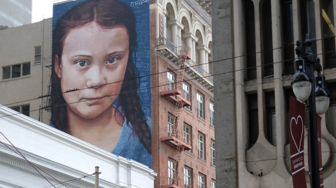 Τοιχογραφία της 18χρονης ακτιβίστριας από τη Σουηδία  Γκρέτα Τούμπεργκ©Unsplash/Aslıhan Altın