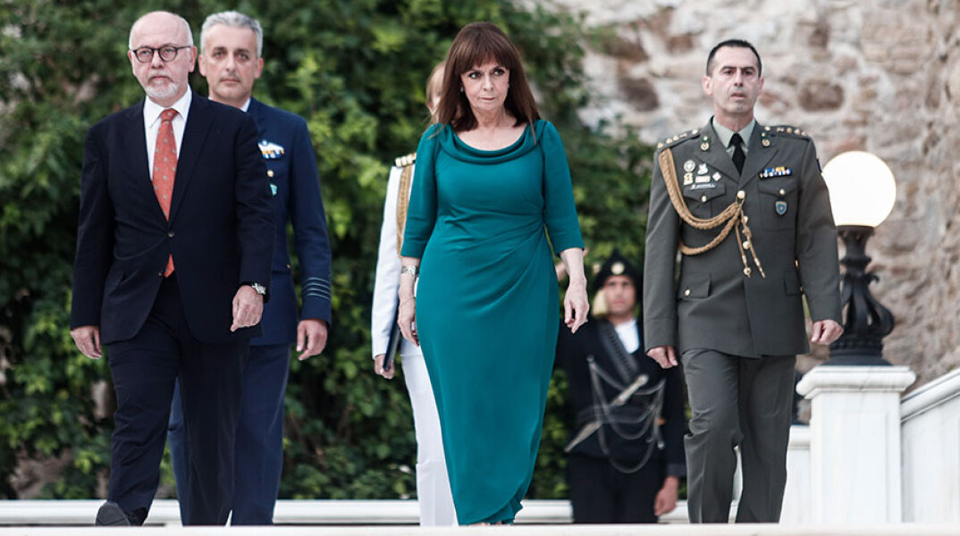 Δεξίωση στο Προεδρικό Μέγαρο για την Αποκατάσταση της Δημοκρατίας - Η Πρόεδρος της Δημοκρατίας Κατερίνα Σακελλαροπούλου