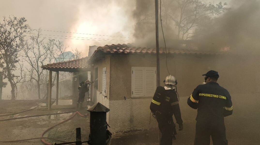 Πυροσβεστες επιχειρούν στην φωτιά της Ηλείας