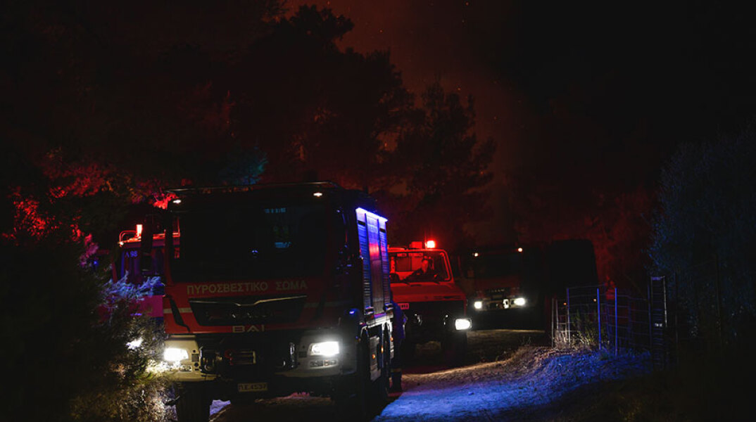 Πυροσβέστες επιχειρούν σε φωτιά - Ολονύχτια μάχη με τις αναζωπυρώσεις στην Αττική
