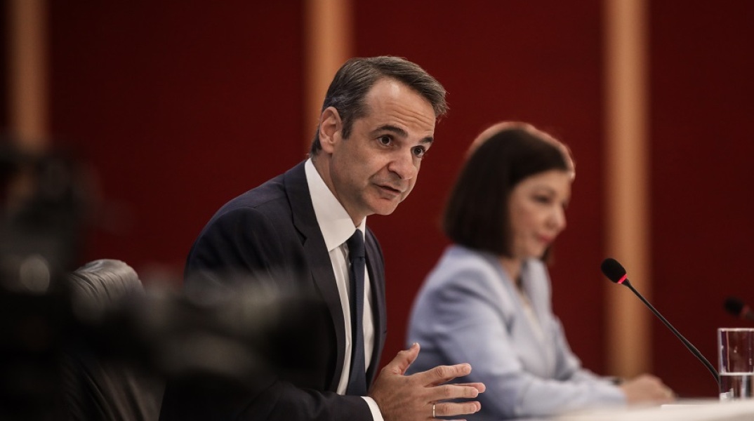 Ο πρωθυπουργός, Κυριάκος Μητσοτάκης, κατά τη διάρκεια της συνέντευξης Τύπου για τις πυρκαγιές