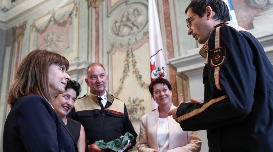 Η Κατερίνα Σακελλαροπούλου κατά τη διάρκεια της επίσκεψής της στην Αυστρία ©EUROKINISSI