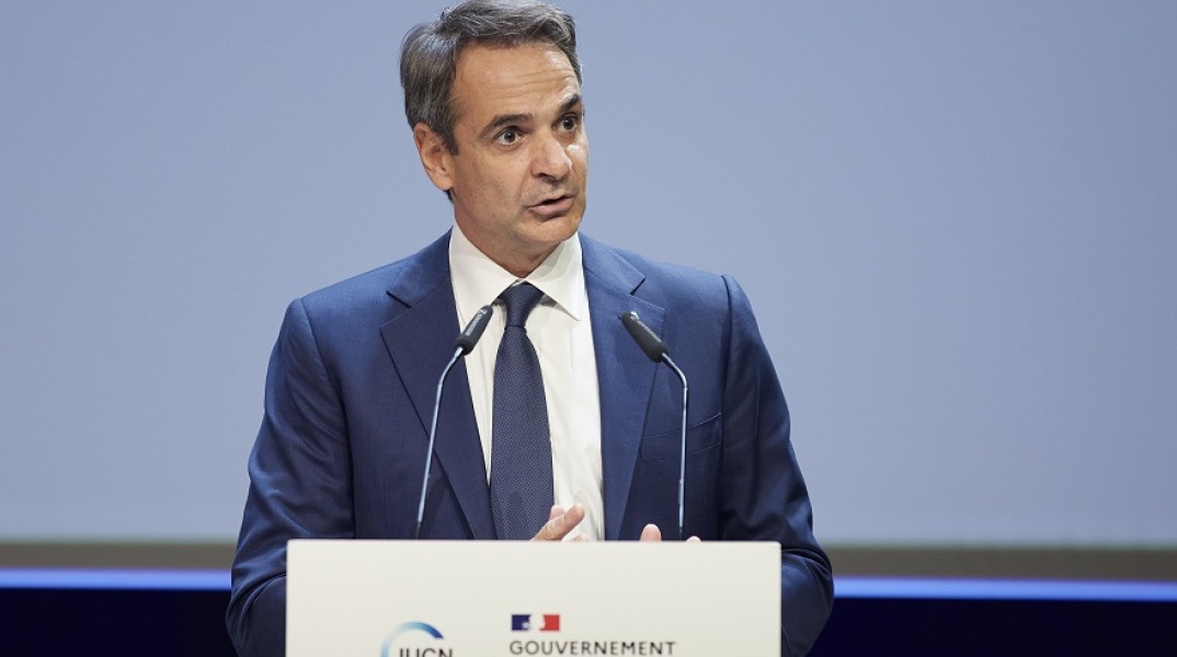 Ο πρωθυπουργός Κυριάκος Μητσοτάκης κατά την ομιλία του στη Μασσαλία