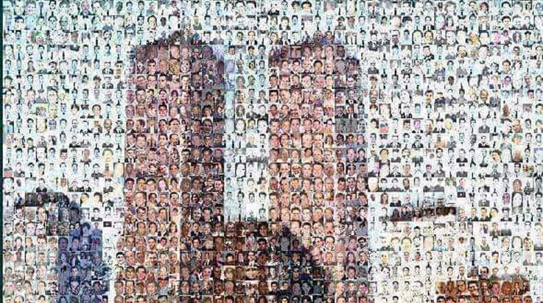 Πορτρέτο με τις φωτογραφίες των θυμάτων από τις τρομοκρατικές επιθέσεις της 11ης Σεπτεμβρίου στις ΗΠΑ