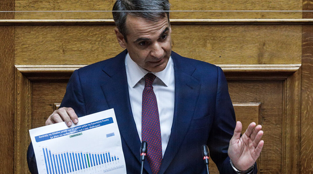 Ο πρωθυπουργός Κυριάκος Μητσοτάκης παρουσιάζει στοιχεία για την πανδημία κορωνοϊού και τους θανάτους στην Ελλάδα, απαντώντας σε επίκαιρη ερώτηση του Αλέξη Τσίπρα στη Βουλή