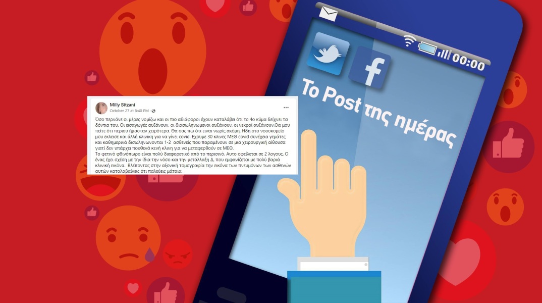 Ανάρτηση της Μίλλυς Μπιτζάνη στα social media για την πανδημία