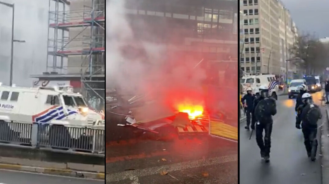 Φωτιές και βίαια επεισόδια στις Βρυξέλλες για τα μέτρα κατά του κορωνοϊού