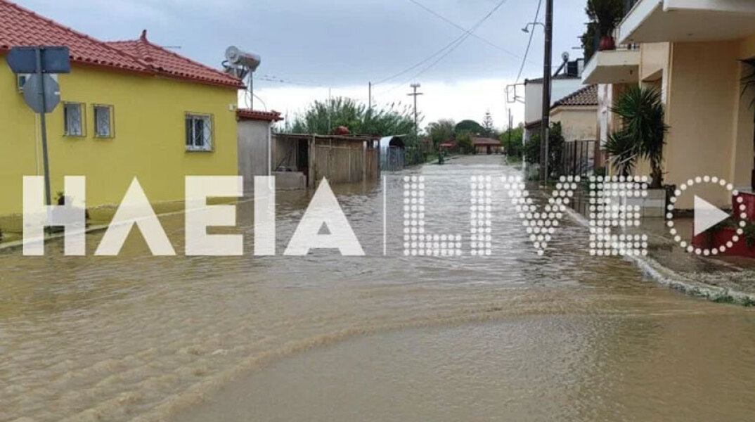 Πλημμύρες στην Ηλεία από την κακοκαιρία