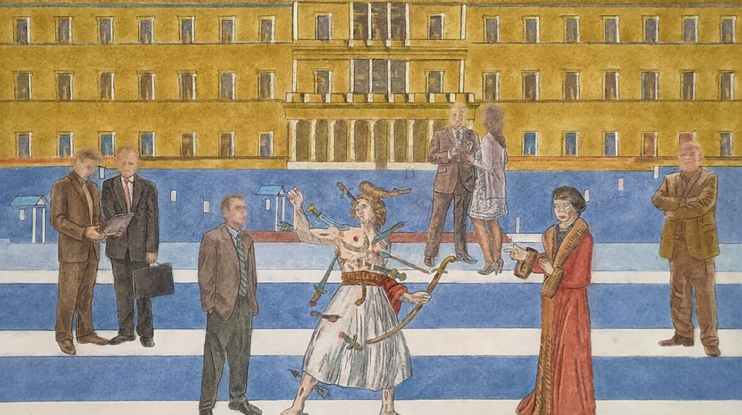 Έργο του Γιώργου Αυγέρου στην έκθεση "Το '21 των φίλων" στην γκαλερί Alma