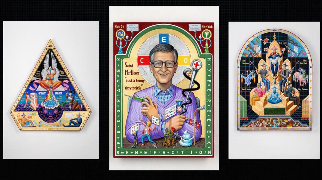 Πίνακες ζωγραφικής του Aleksandar Todorovic. Παρουσιάζει την έκθεση Brave New Normal World στην γκαλερί Δύο Χωριά Project Space, στη Νέα Φιλοθέη. 