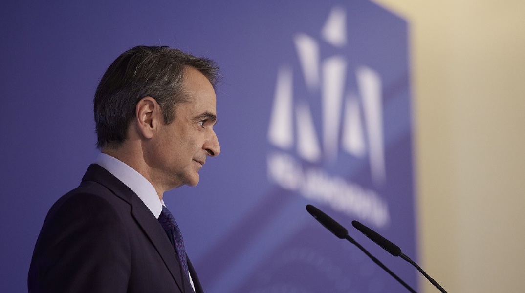  O πρωθυπουργός και πρόεδρος της Νέας Δημοκρατίας Κυριάκος Μητσοτάκης μιλάει κατά τη διάρκεια της συνεδρίασης της Πολιτικής Επιτροπής του κόμματος