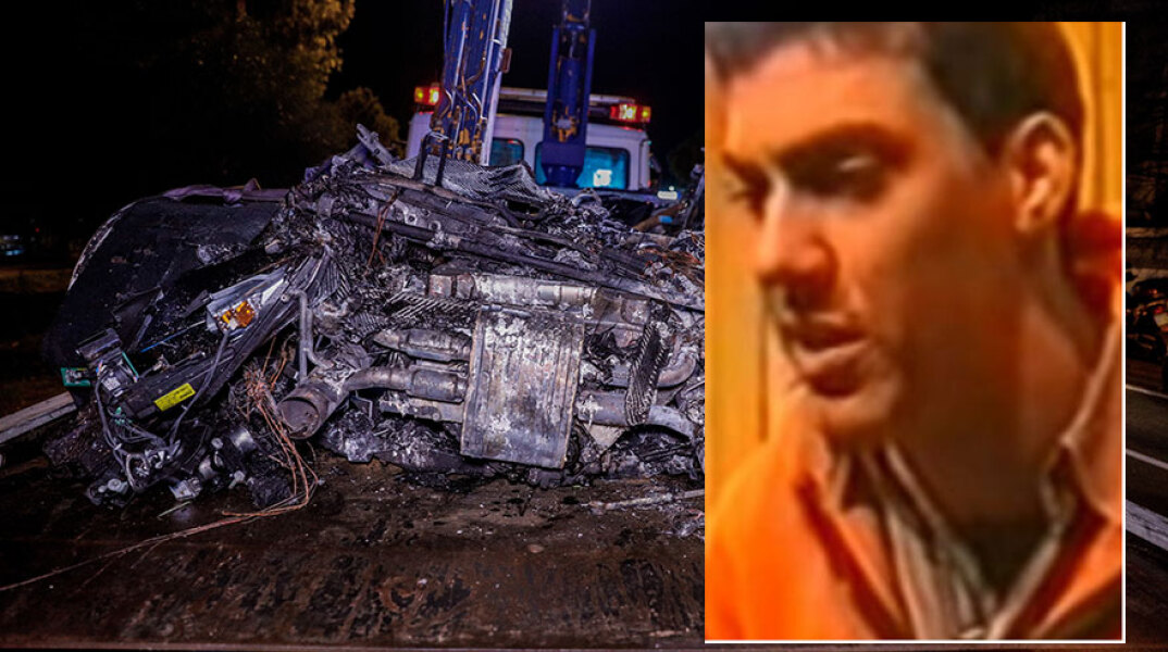 Η Ferrari μετά το τροχαίο στη Βούλα και ο Τζώρτζης Μονογυιός, πρώην παίκτης ριάλιτι (ένθετη)