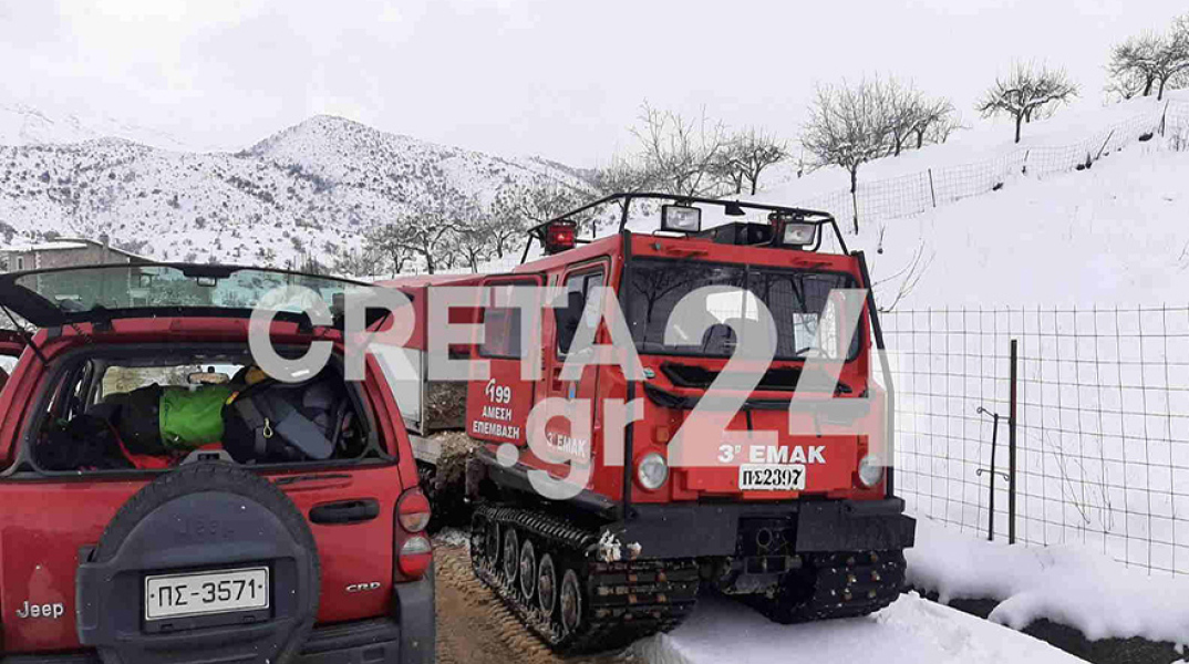 Κακοκαιρία «Ελπίς»: Επιχείρηση απεγκλωβισμού οικογενειών στο Ηράκλειο Κρήτης