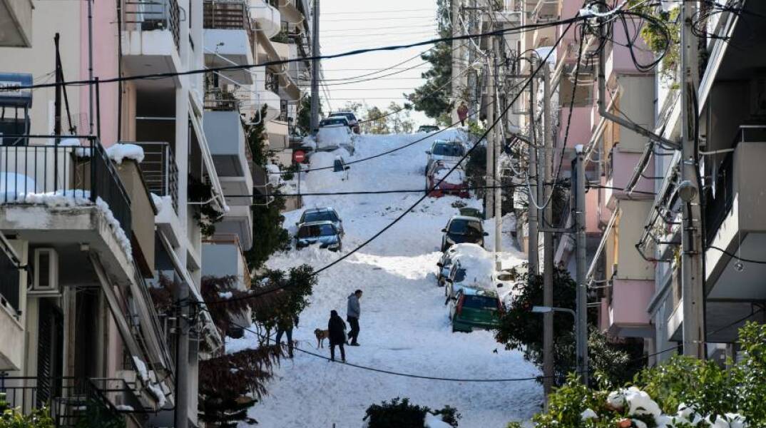 Κακοκαιρία «Ελπίδα» - Στιγμιότυπο από την Καισαριανή 