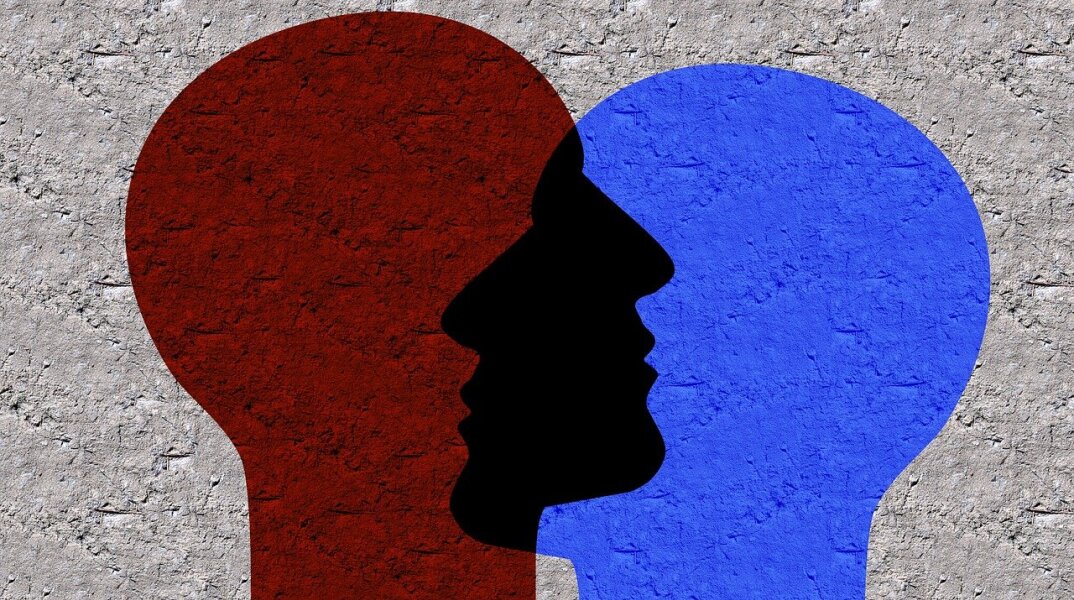 Κόκκινο και μπλε πρόσωπο