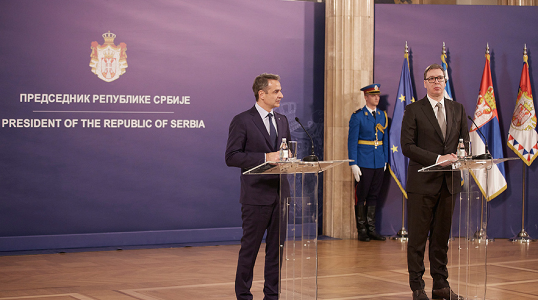 Ο Κυριάκος Μητσοτάκης και o Αλεξάνταρ Βούτσιτς