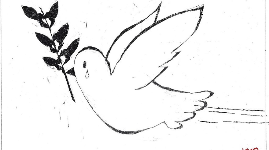 Σκίτσο του ΚΥΡ που απεικονίζει περιστέρι να δακρύζει