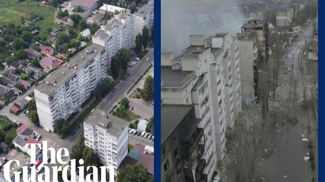 Η πόλη Borodyanka πριν και μετά τους βομβαρδισμούς από τη Ρωσία
